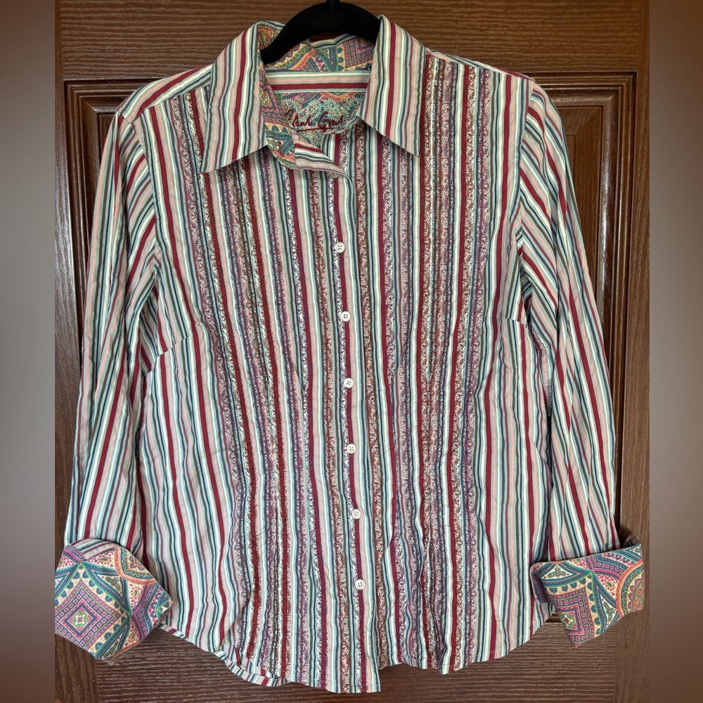 Robert Graham Red and Blue Striped Men's Shirt